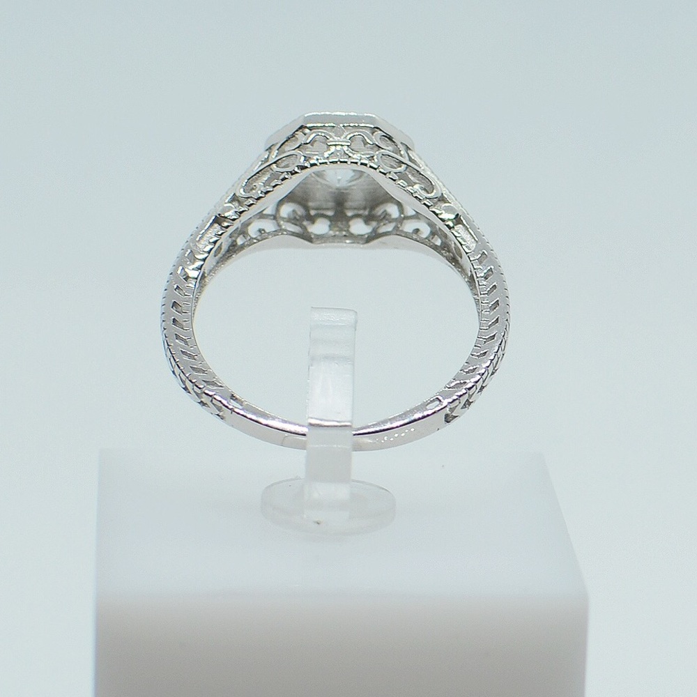 Oval Solitaire 925 Sterling Silver Engagement Ring - Picture 3 of 7